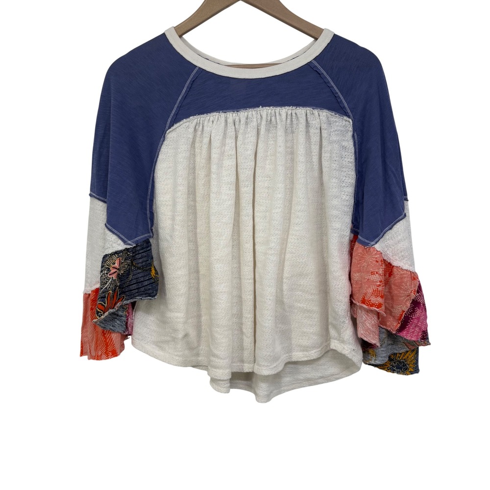 We The Free Free People Friday Fever Top S Oversized Patchwork Flutter Sleeves